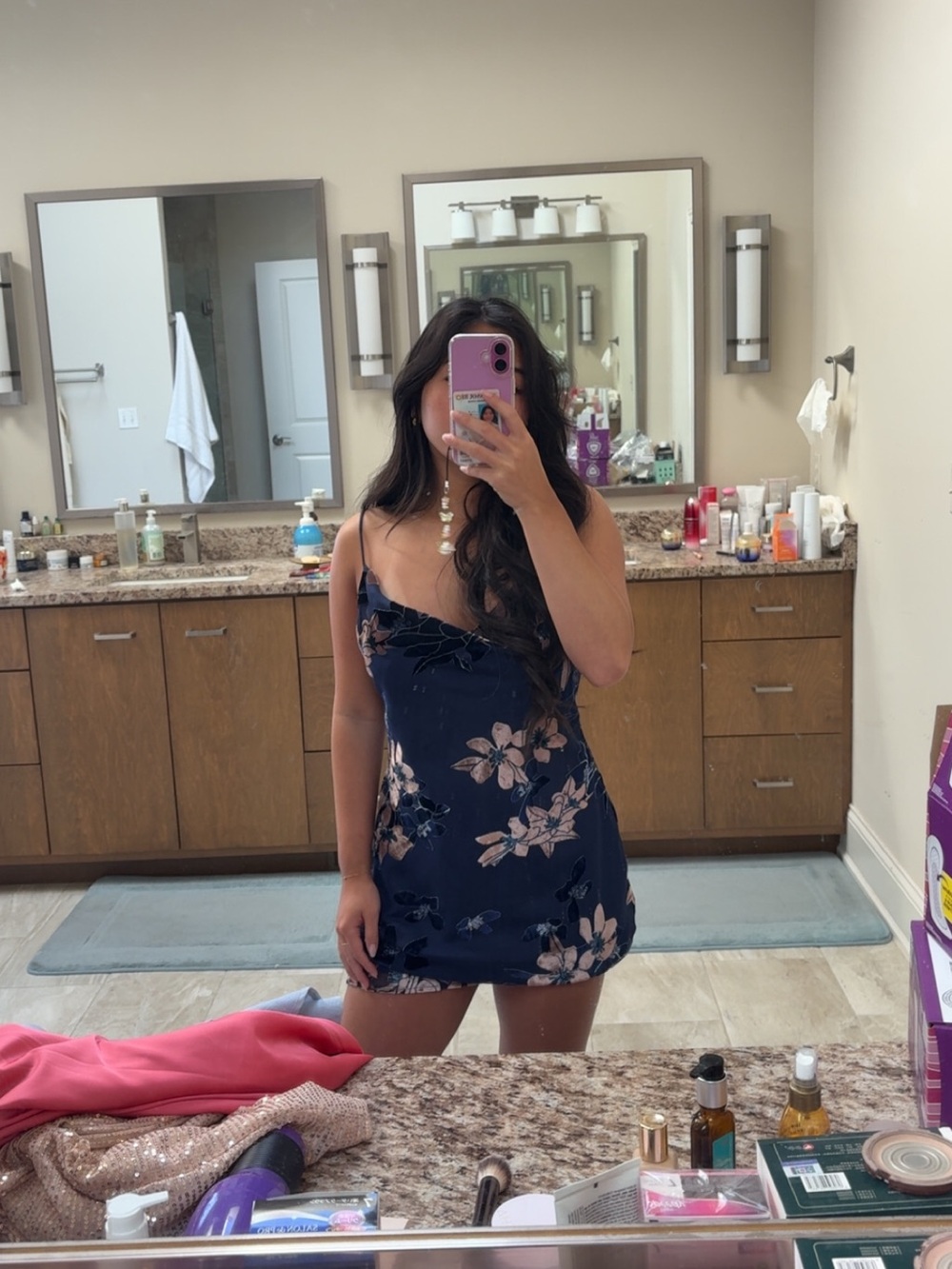 Hello Molly Navy Floral Slip Mini Dress